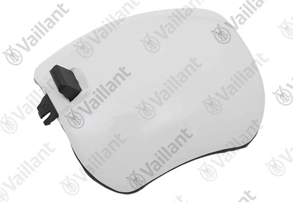 Weißer Deckel mit Dichtung von Vaillant, ausgestattet mit einem Halter, geeignet für spezifische Heizgeräte.